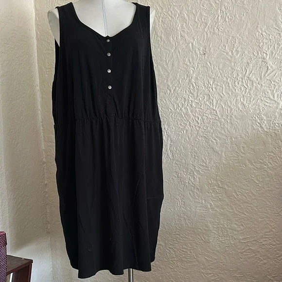 Torrid Mini Jersey Bodycon Dress Black 3 Plus Size 3X Pockets Sleeveless Snaps - Picture 5 of 13